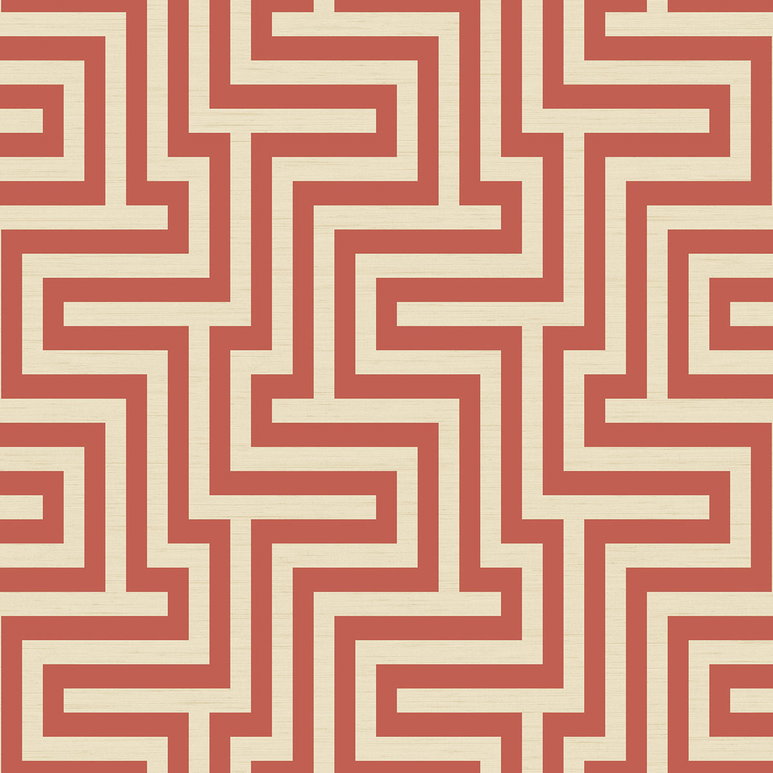 Seabrook Designs Martinique Rust Orange &amp; Off-White Wallpaper