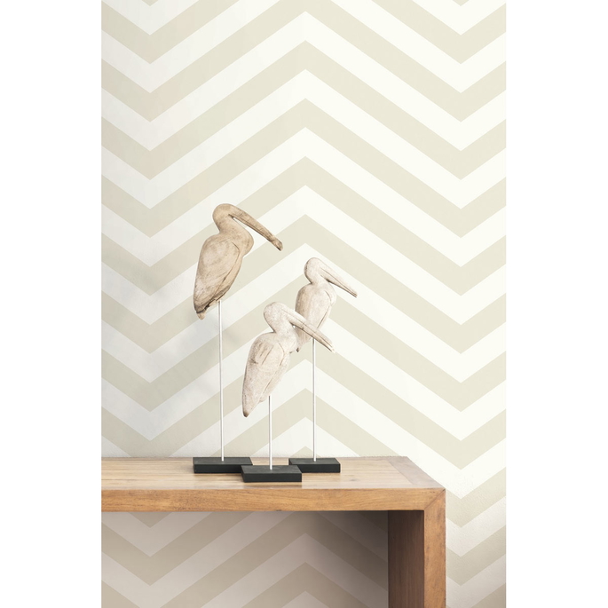 Seabrook Designs Jamaica Chevron Tan &amp; White Wallpaper image 2 of 2