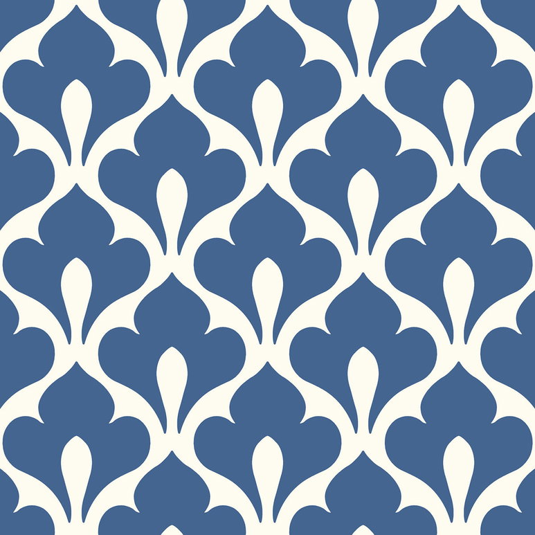 Seabrook Designs Grenada Prussian Blue &amp; White Wallpaper