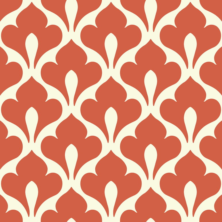 Seabrook Designs Grenada Portland Orange &amp; Off-White Wallpaper