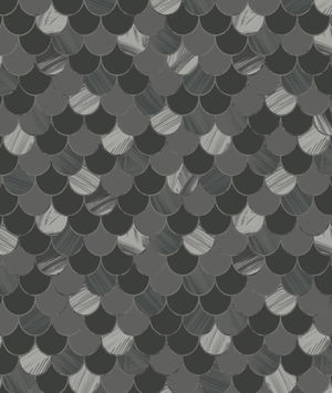 Seabrook Designs Catalina Scales Black & Metallic Silver Wallpaper