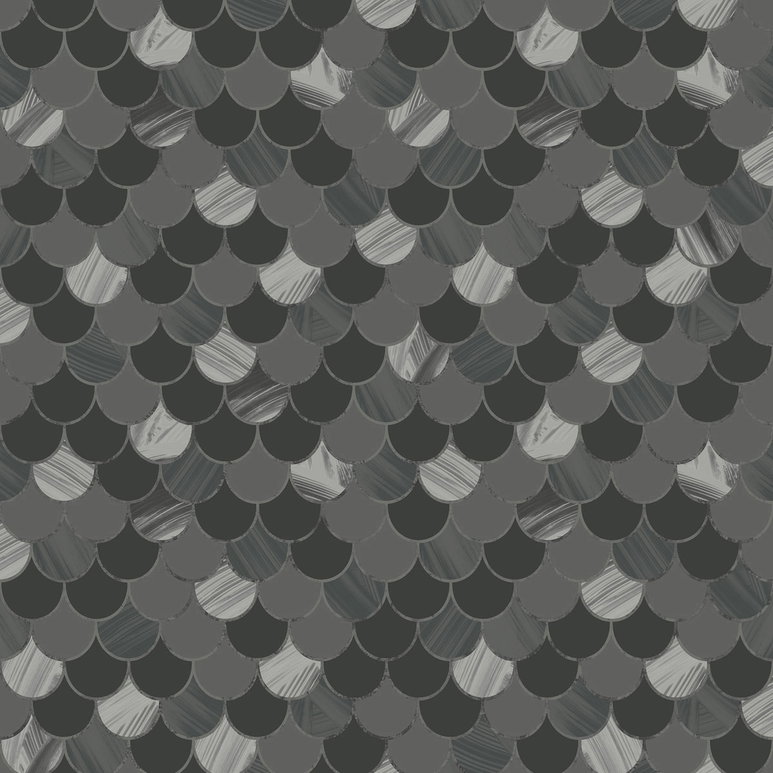 Seabrook Designs Catalina Scales Black &amp; Metallic Silver Wallpaper