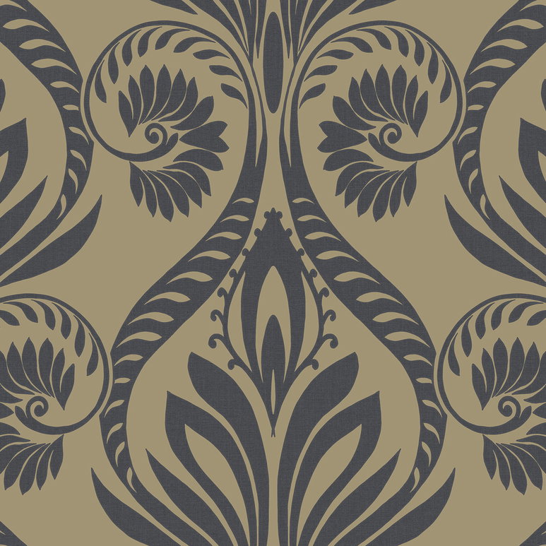 Seabrook Designs Bonaire Black &amp; Metallic Gold Wallpaper