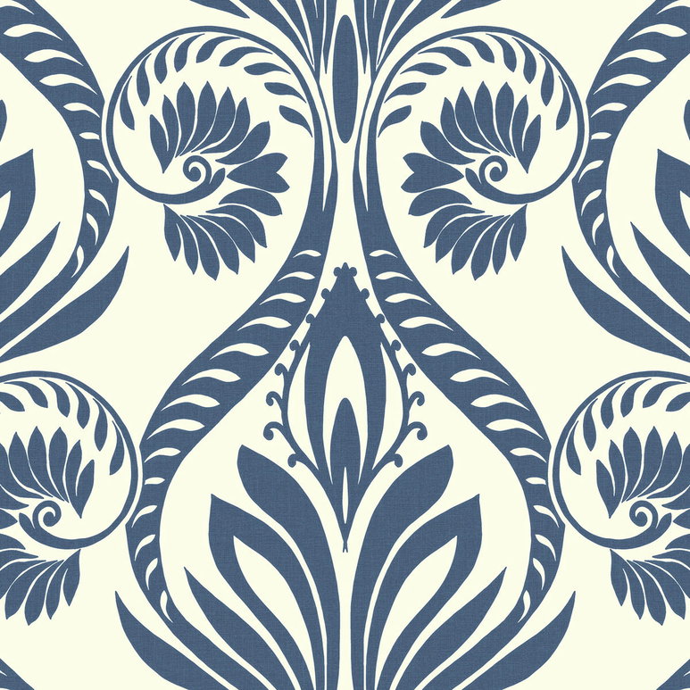 Seabrook Designs Bonaire Navy Blue &amp; White Wallpaper