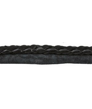 Kravet TA5254.8 Braided Leather Cord With Lip Ebony