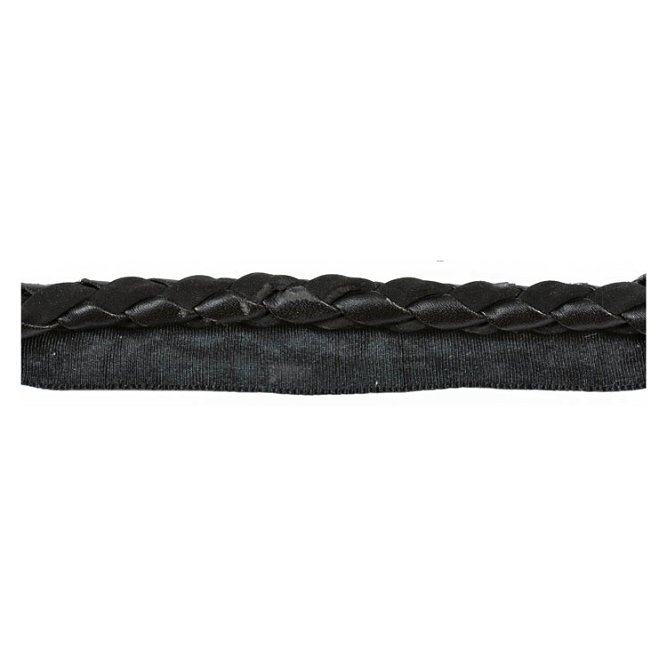 Kravet TA5254.8 Braided Leather Cord With Lip Ebony