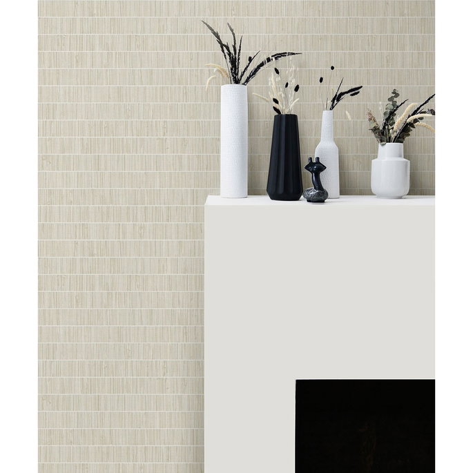 Seabrook Designs Blue Grass Band White Willow Wallpaper image 2 of 2