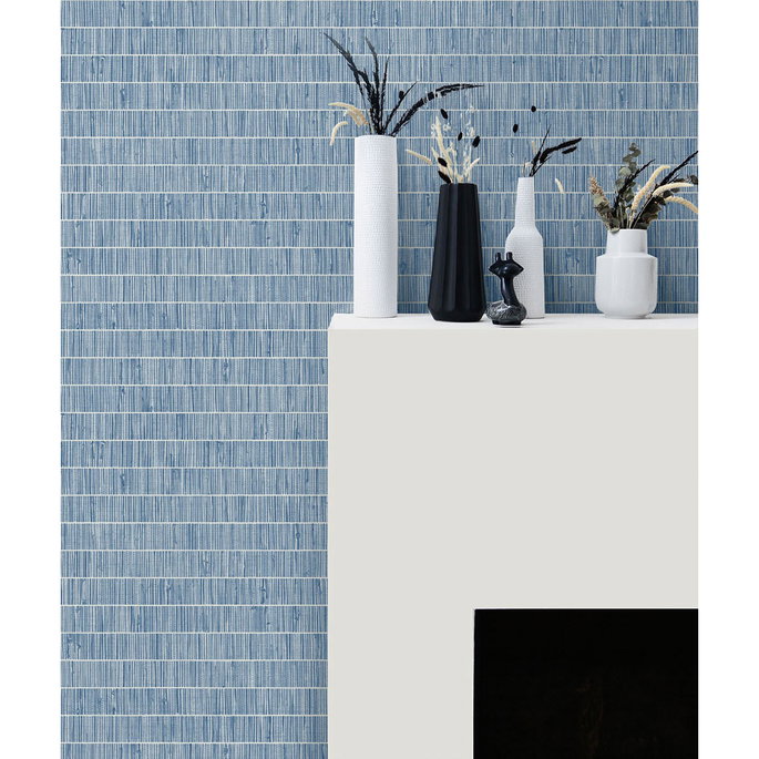 Seabrook Designs Blue Grass Band Pacifico Wallpaper image 2 of 2
