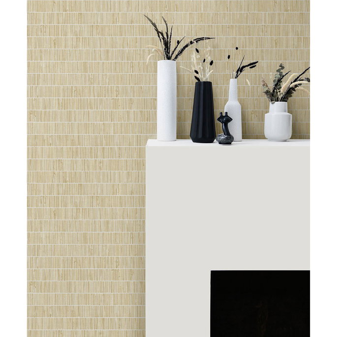 Seabrook Designs Blue Grass Band Golden Wheat Wallpaper image 2 of 2