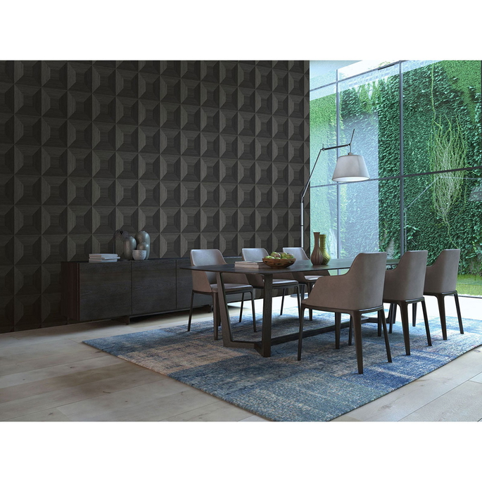 Seabrook Designs Squared Away Geometric Ebony Wallpaper image 2 of 2