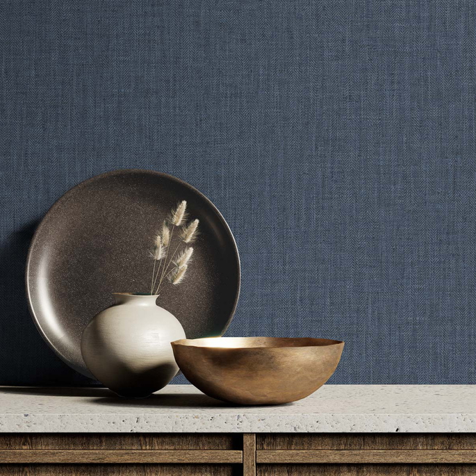 DuPont™ Tedlar® Tweed Indigo Wallpaper image 2 of 3