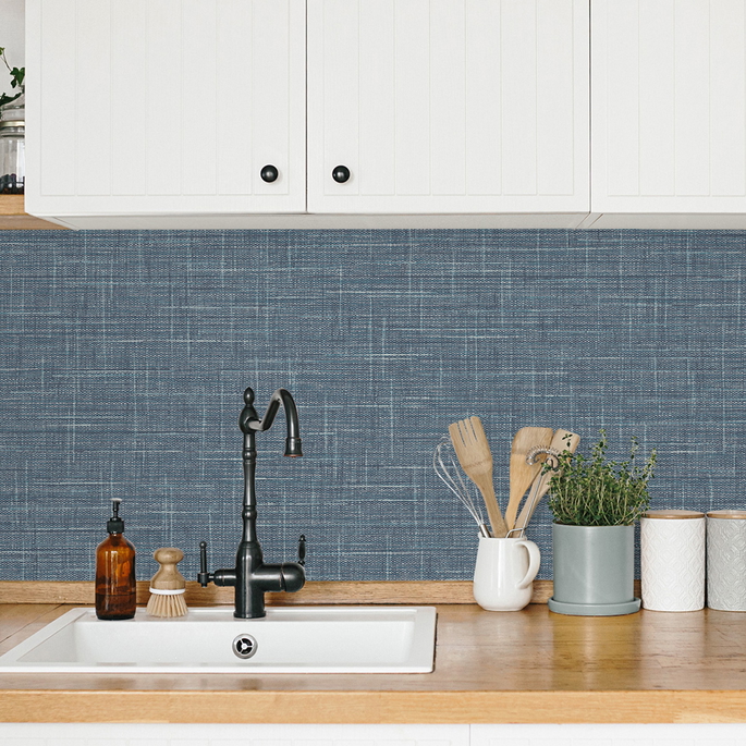 DuPont™ Tedlar® Grasmere Weave Faded Cobalt Wallpaper image 2 of 2
