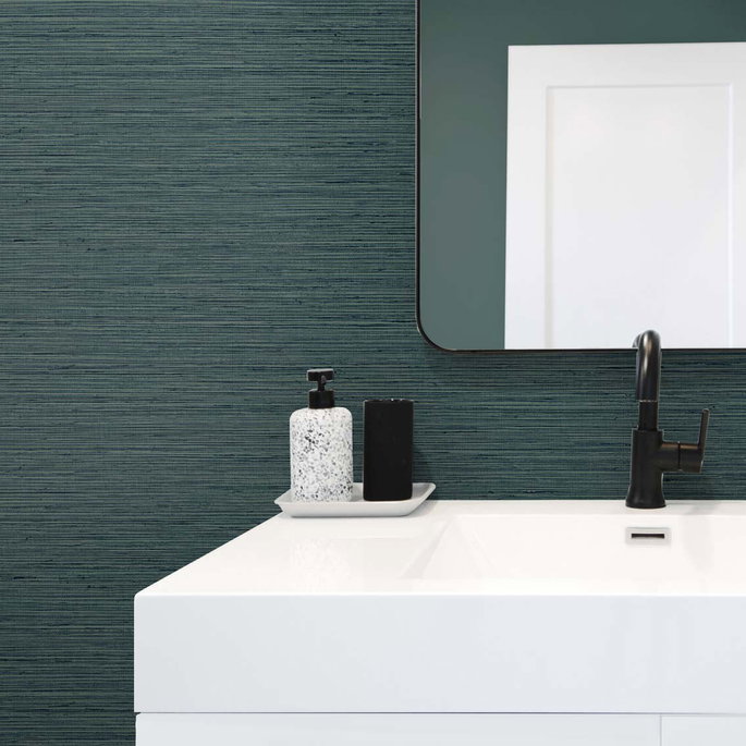 DuPont™ Tedlar® Edmond Faux Sisal Lagoon Wallpaper image 3 of 3