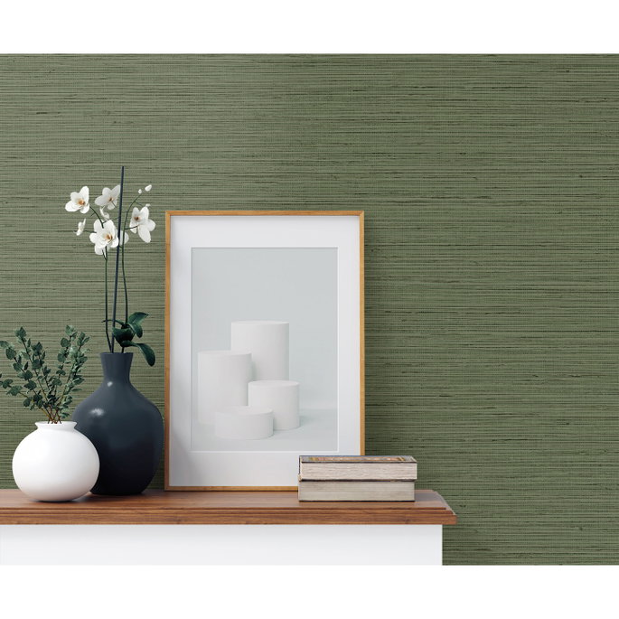 DuPont™ Tedlar® Edmond Faux Sisal Faded Jade Wallpaper image 2 of 2