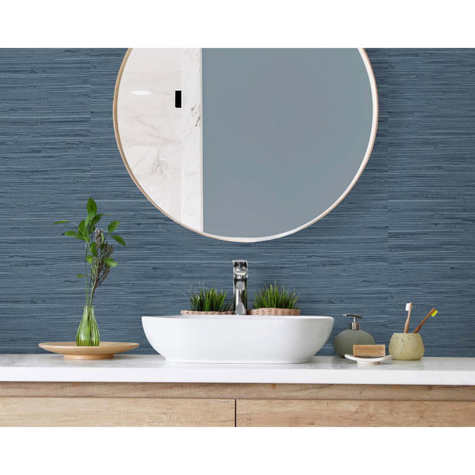 DuPont™ Tedlar® Marion Faux Arrowroot Midnight Denim Wallpaper image 2 of 2