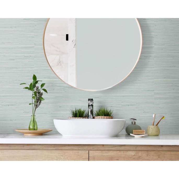 DuPont™ Tedlar® Marion Faux Arrowroot Pale Sky Wallpaper image 2 of 2