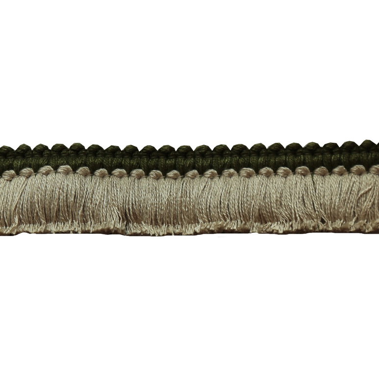 Lee Jofa Cut Ruche Two Green &amp; Flax Brush Fringe Trim