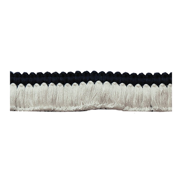 Lee Jofa Cut Ruche Two Navy &amp; White Brush Fringe Trim