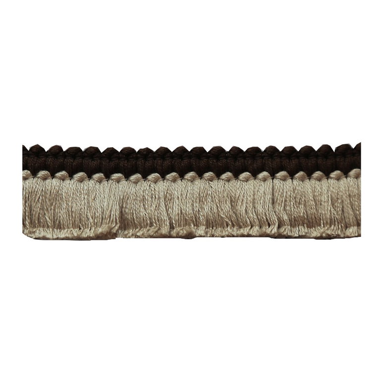 Lee Jofa Cut Ruche Two Brown &amp; Flax Brush Fringe Trim