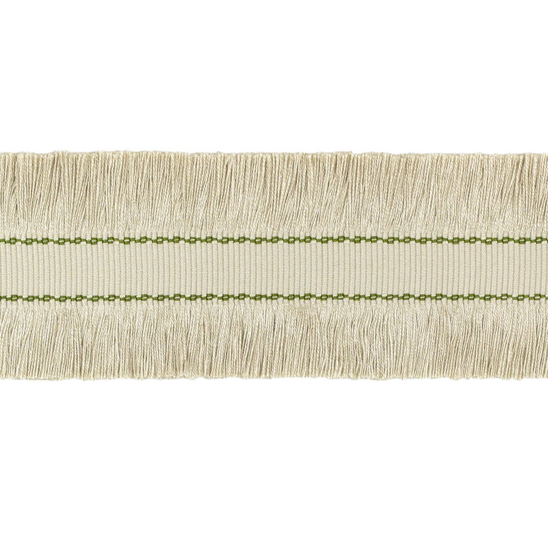 Lee Jofa Cut Ruche Fringe Flax &amp; Olive Green Brush Fringe Trim