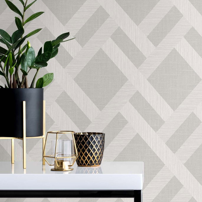 Seabrook Designs Linen Trellis Pavestone Wallpaper image 2 of 2