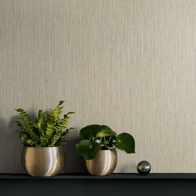 Seabrook Designs Vertical Stria Sandstone &amp; Metallic Gold Wallpaper image 2 of 2