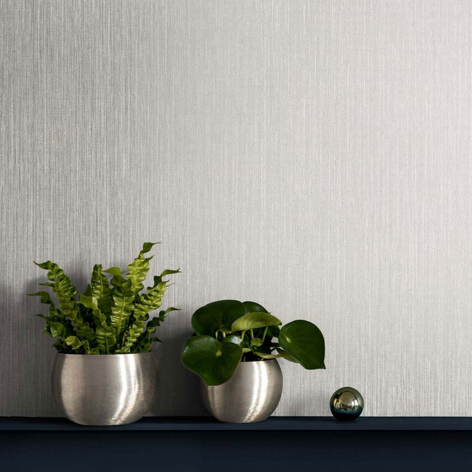 Seabrook Designs Vertical Stria Fog &amp; Metallic Silver Wallpaper image 2 of 2