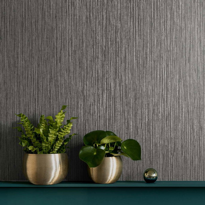 Seabrook Designs Vertical Stria Graphite &amp; Metallic Silver Wallpaper image 2 of 2
