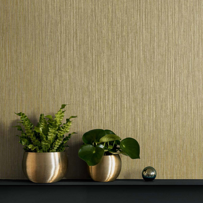 Seabrook Designs Vertical Stria Antique Gold Wallpaper image 2 of 2