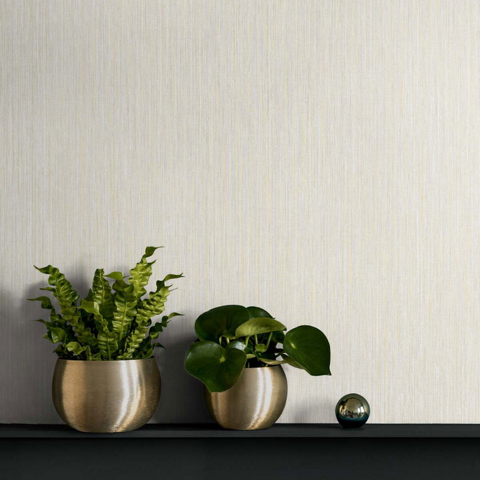 Seabrook Designs Vertical Stria Ivory &amp; Metallic Champagne Wallpaper image 2 of 2