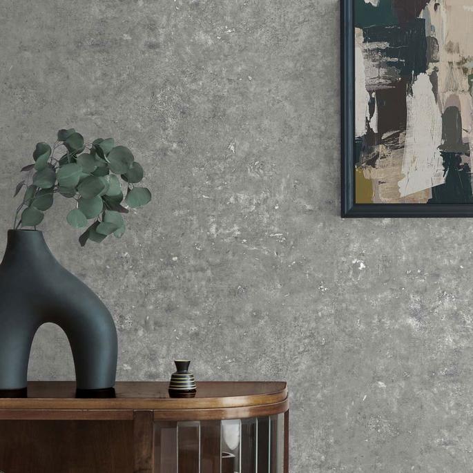 Seabrook Designs Cement Faux Stoneware &amp; Metallic Silver Wallpaper image 2 of 2