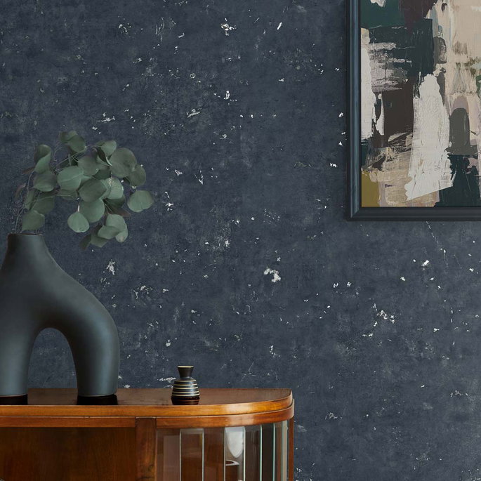 Seabrook Designs Cement Faux Storm Blue &amp; Metallic Graphite Wallpaper image 2 of 2