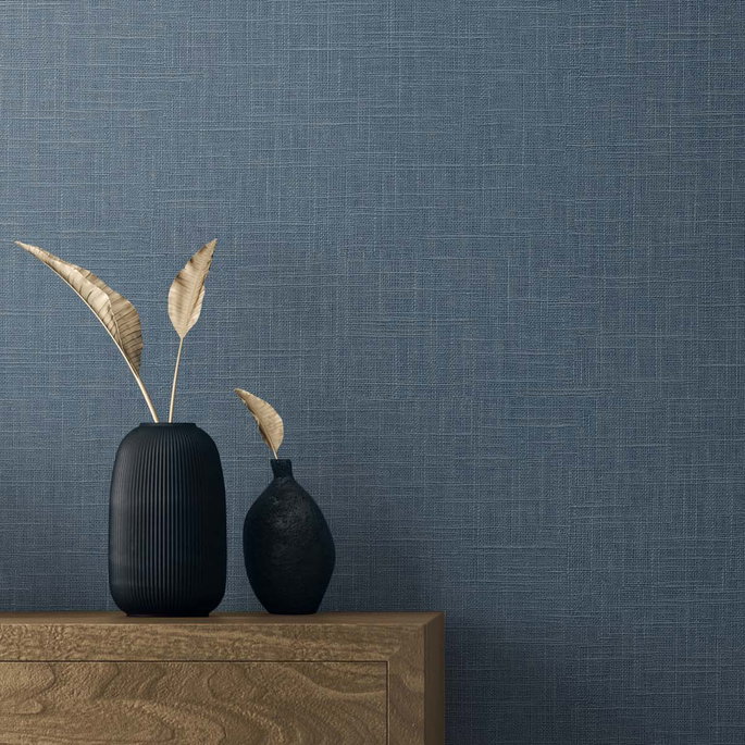 Seabrook Designs Myrna Linen Marine Blue Wallpaper image 2 of 2