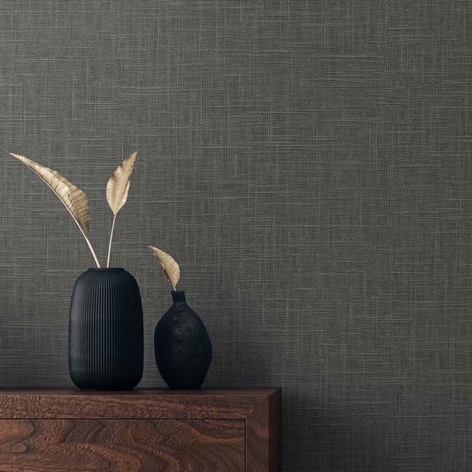 Seabrook Designs Myrna Linen Charcoal Wallpaper image 2 of 2