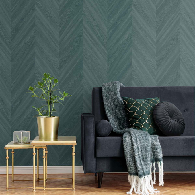 Seabrook Designs Chevron Wood Wintergreen Wallpaper image 2 of 3