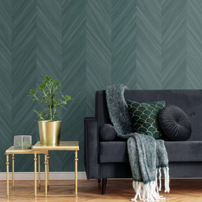 Seabrook Designs Chevron Wood Wintergreen Wallpaper image 2 of 3