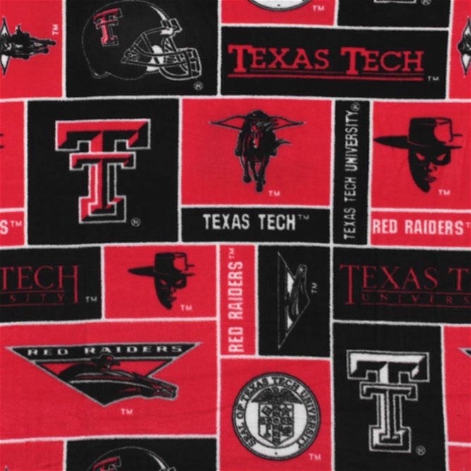 Texas Tech Red Raiders Allover NCAA Fleece Fabric