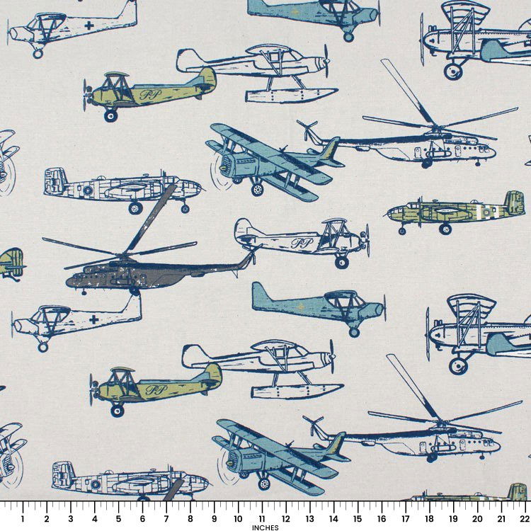 Premier Prints Vintage Air Felix/Natural Canvas Fabric | OnlineFabricStore