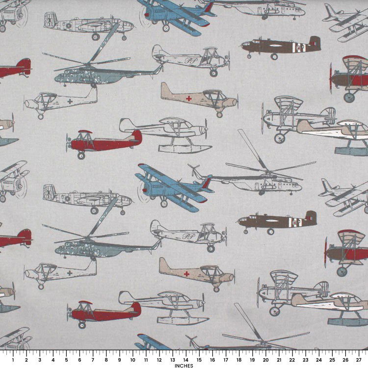 Premier Prints Vintage Air Pewter Natural Canvas Fabric 