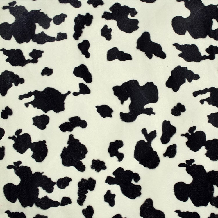 Black/White Cow Velboa Faux Fur Fabric