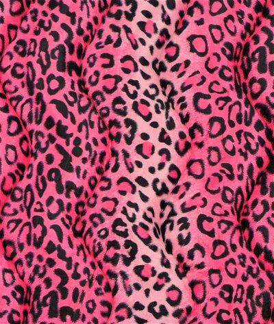 Pink Leopard Velboa Faux Fur Fabric