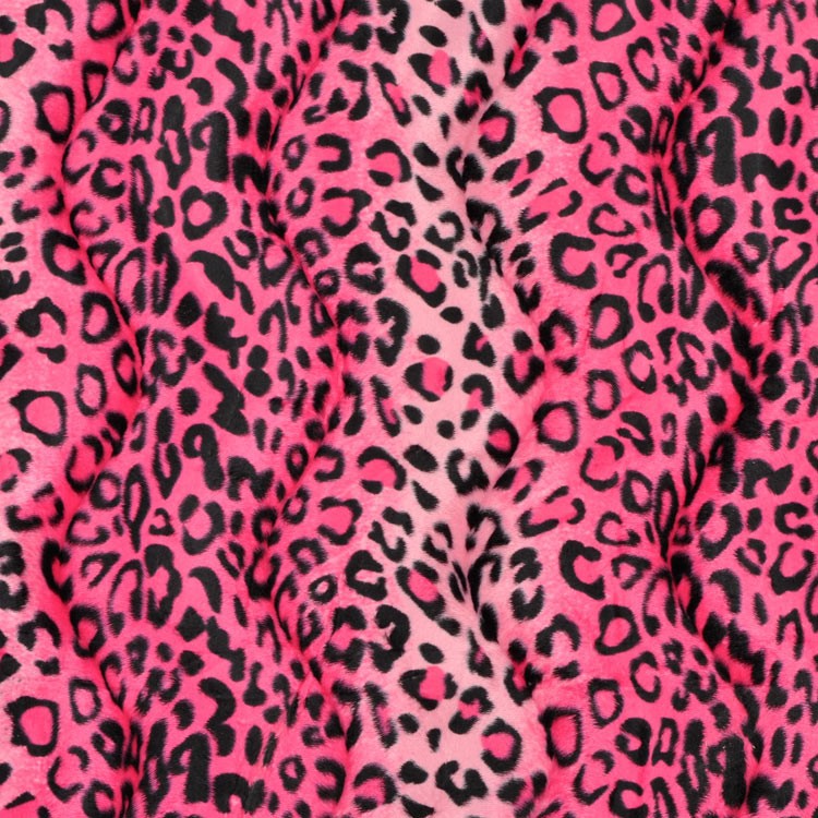 Pink Leopard Velboa Faux Fur Fabric