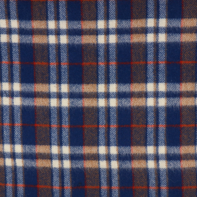 RK Classics Linton Plaid Wool Blue/Orange Fabric image 1 of 3