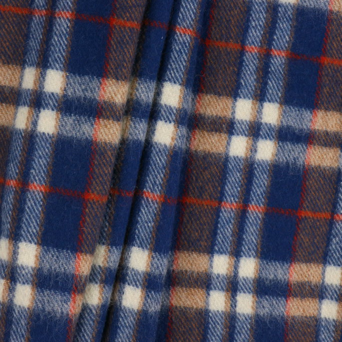 RK Classics Linton Plaid Wool Blue/Orange Fabric image 3 of 3