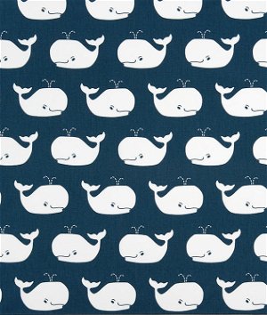 Premier Prints Whale Tales Premier Navy/White Fabric