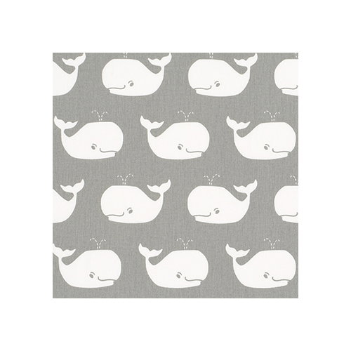 Premier Prints Whale Tales Storm White Twill Fabric