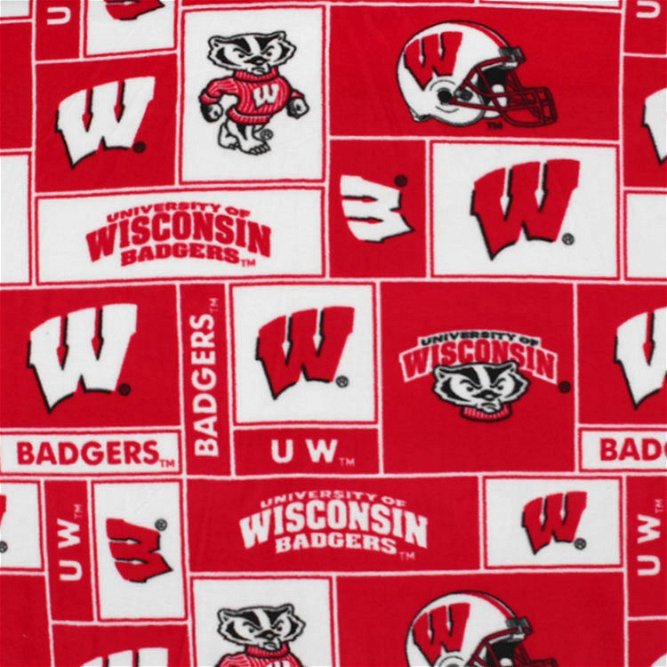 Wisconsin Badgers Allover NCAA Fleece Fabric