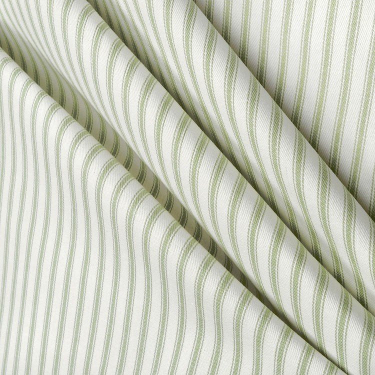 Covington Fern Green Woven Ticking Fabric | OnlineFabricStore