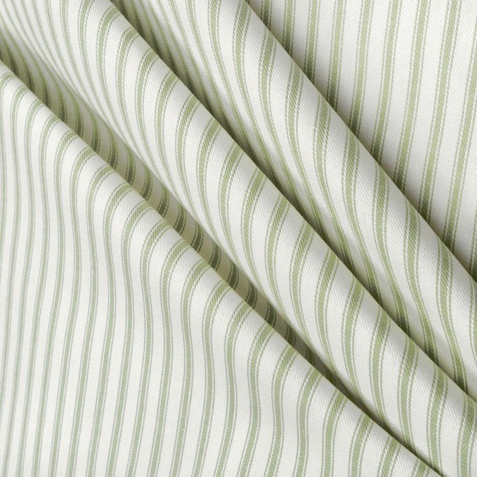 Covington Fern Green Woven Ticking Fabric image 3 of 5