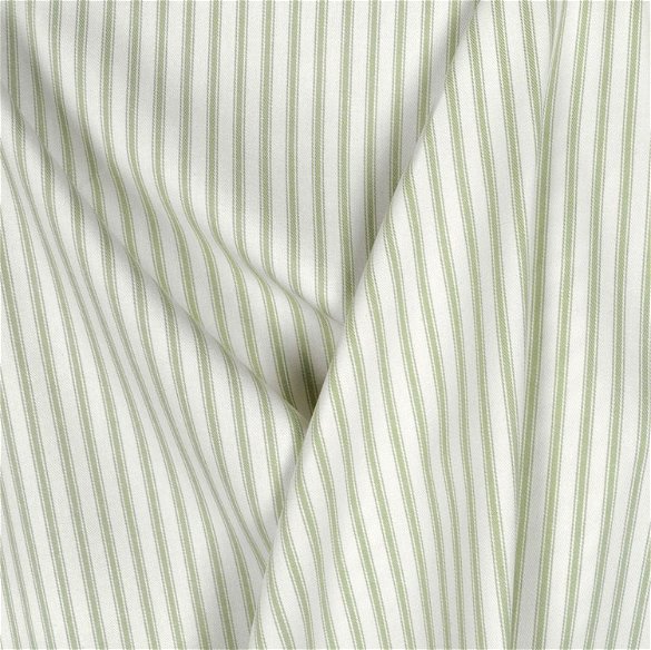 Covington Fern Green Woven Ticking Fabric | OnlineFabricStore